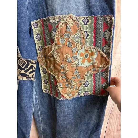 Blue Velvet Boutique Patchwork Oversized Overalls Women's Size S READ - Picture 9 of 11